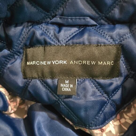 Quilted Winter Coat Jacket Marc New York Size Medium High Neck Full Zip Blue Puf - Picture 8 of 10